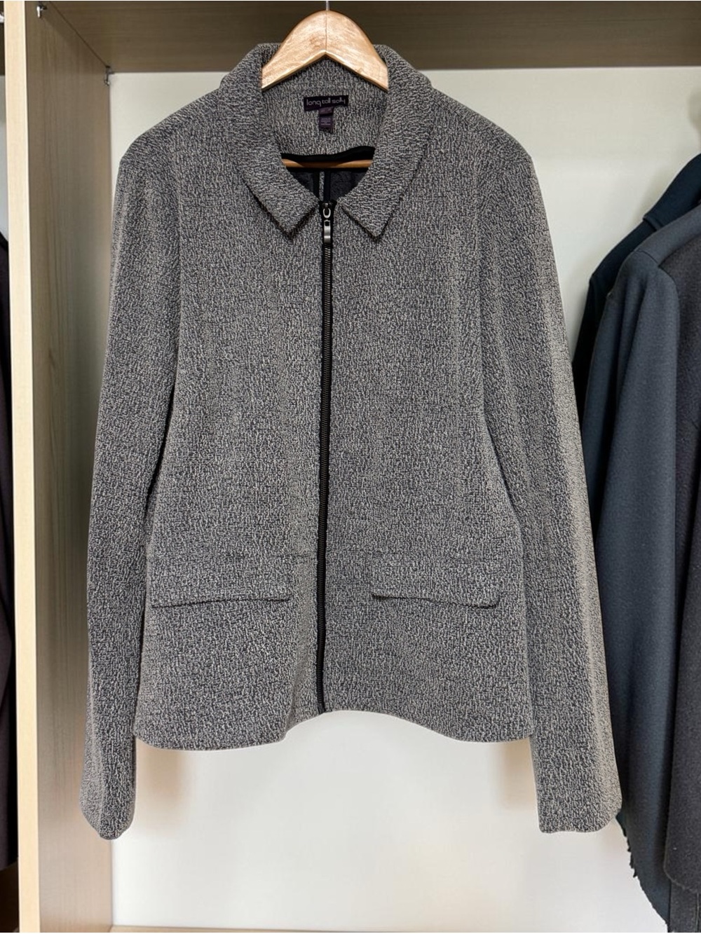 LTS  Heather Gray Pocket Zip-Front Bomber Jacket
